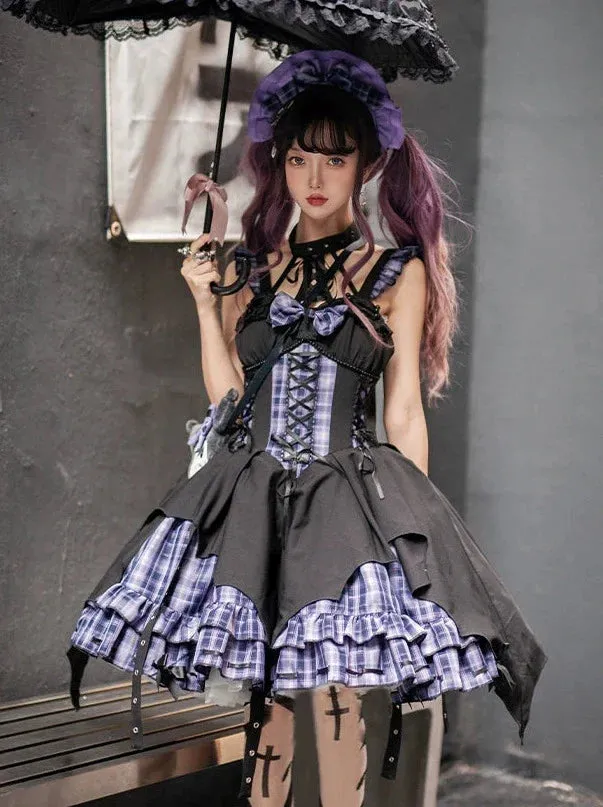 Dress Check Punk Suspender Accessories Head Rock Irregular Halterneck