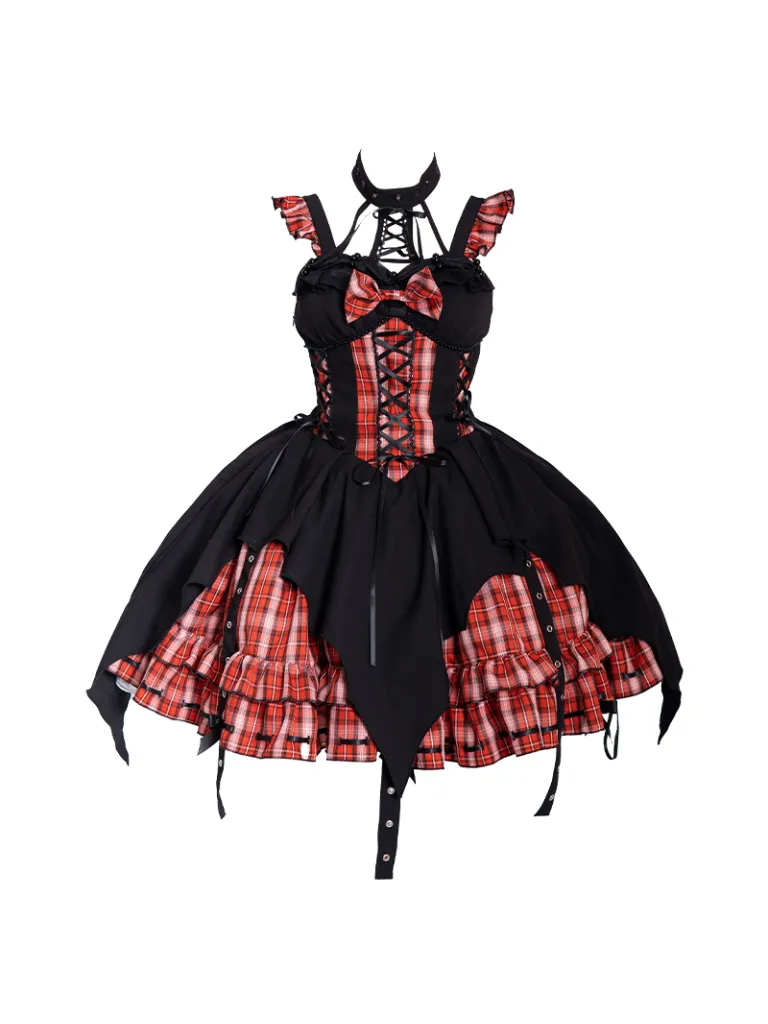 Dress Check Punk Suspender Accessories Head Rock Irregular Halterneck