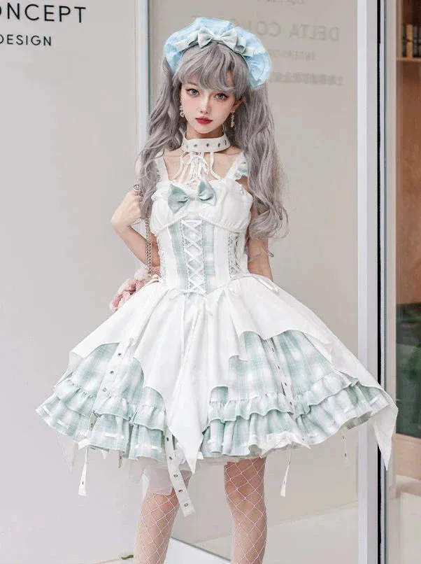 Dress Check Punk Suspender Accessories Head Rock Irregular Halterneck