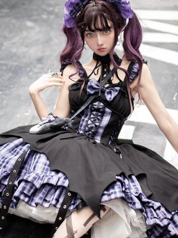 Dress Check Punk Suspender Accessories Head Rock Irregular Halterneck