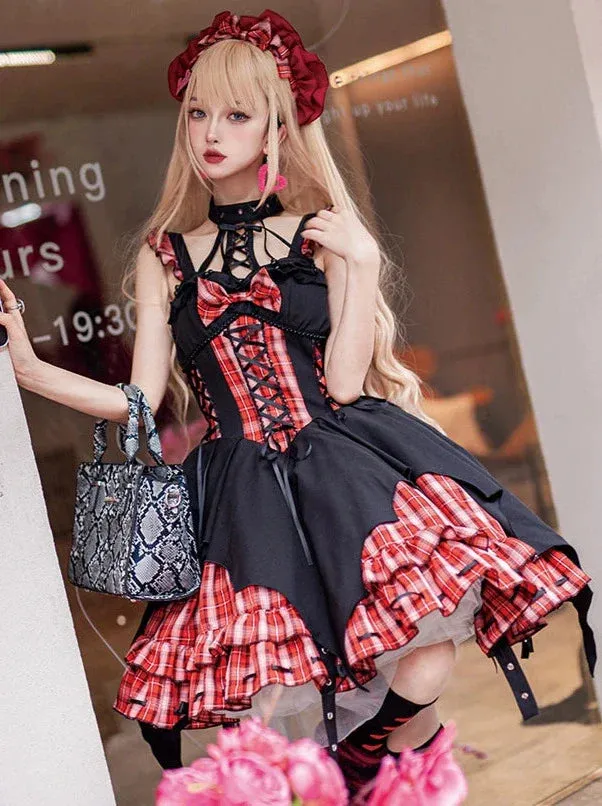 Dress Check Punk Suspender Accessories Head Rock Irregular Halterneck
