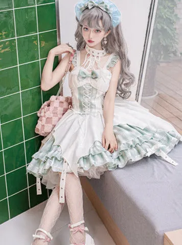Dress Check Punk Suspender Accessories Head Rock Irregular Halterneck