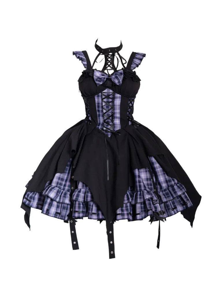 Dress Check Punk Suspender Accessories Head Rock Irregular Halterneck