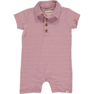 Drift Pink and Blue Striped Polo Romper