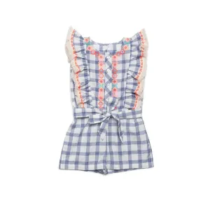 EGG New York Embroidered Check Matilda Romper