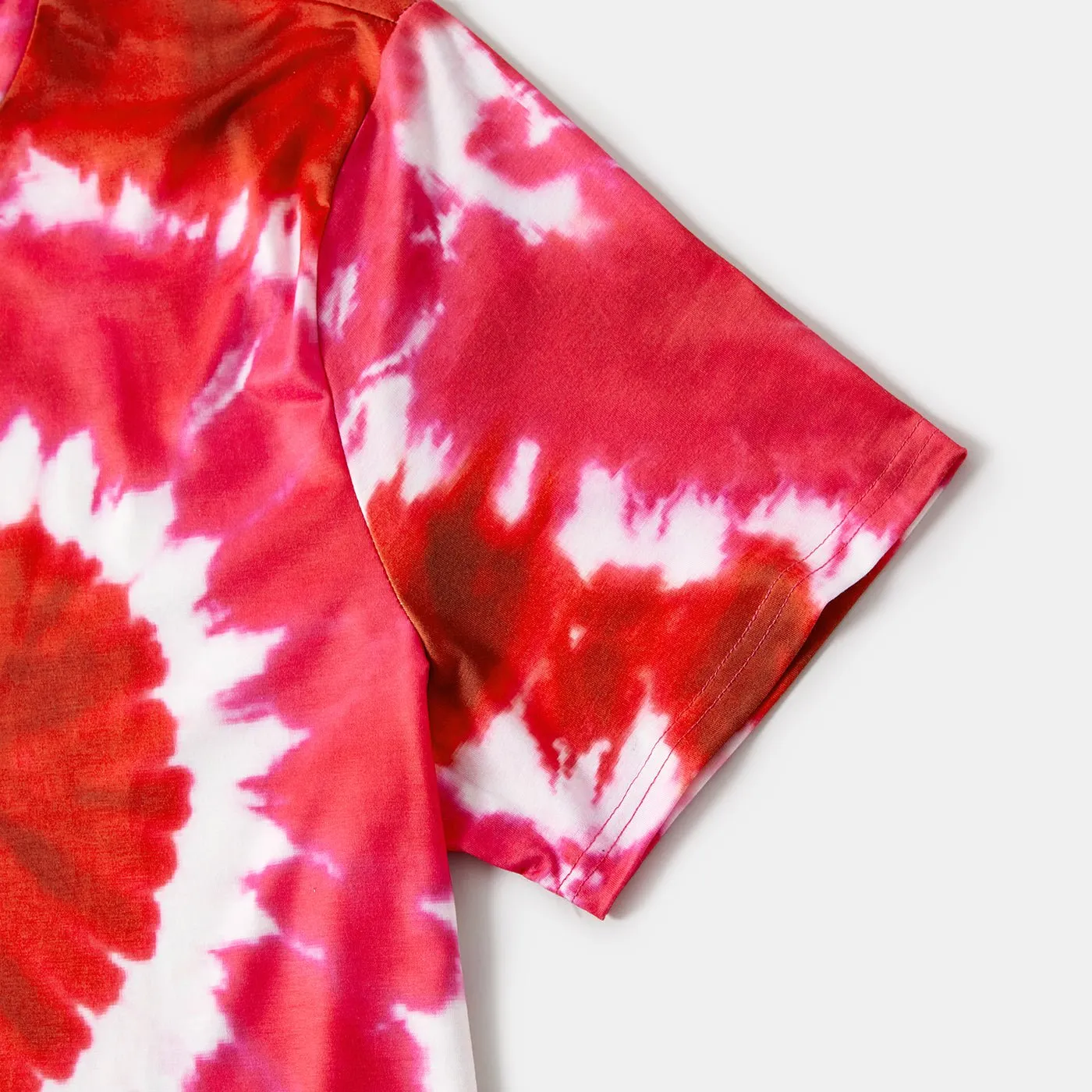 Family Matching Short-sleeve Tie Dye Heart Graphic T-shirts