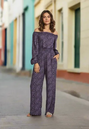 Fancy Printed Jumpsuit With Short Sleeves