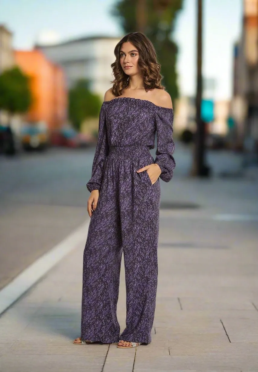 Fancy Printed Jumpsuit With Short Sleeves