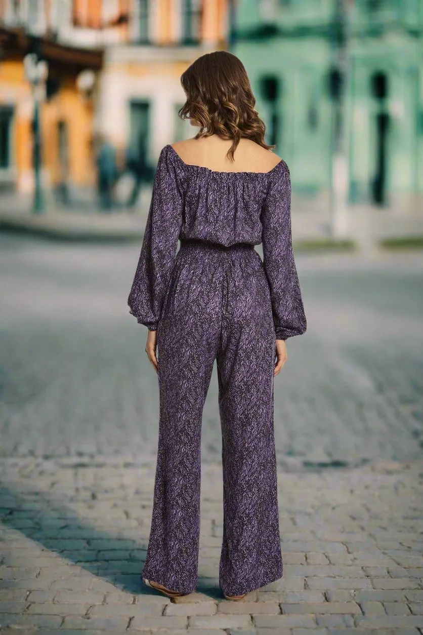 Fancy Printed Jumpsuit With Short Sleeves