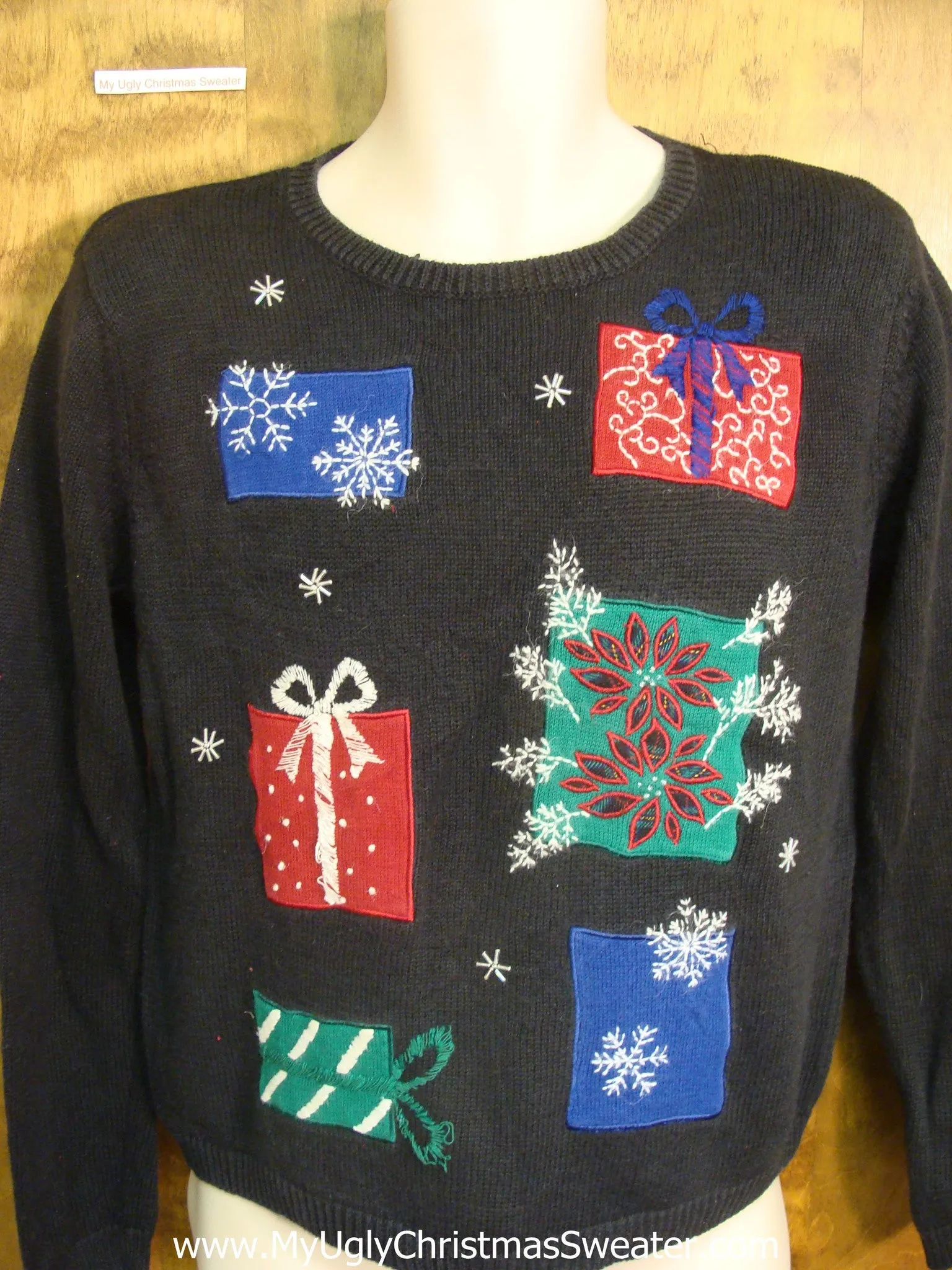 Festive Presents and Poinsettias Tacky Xmas Sweater