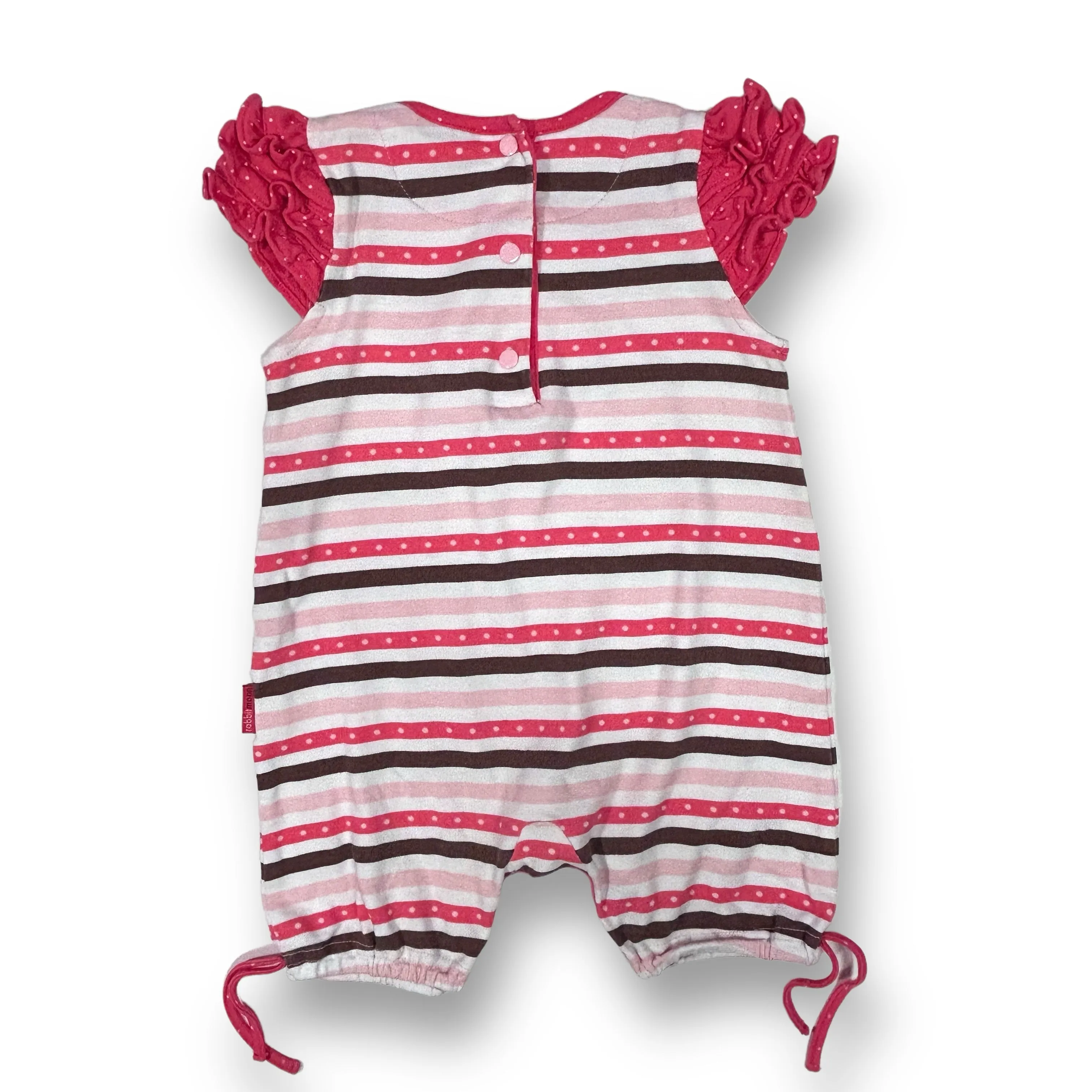 Girls Rabbit Moon Size 9-12 Months Pink Striped Snap Bottom Specialty Romper