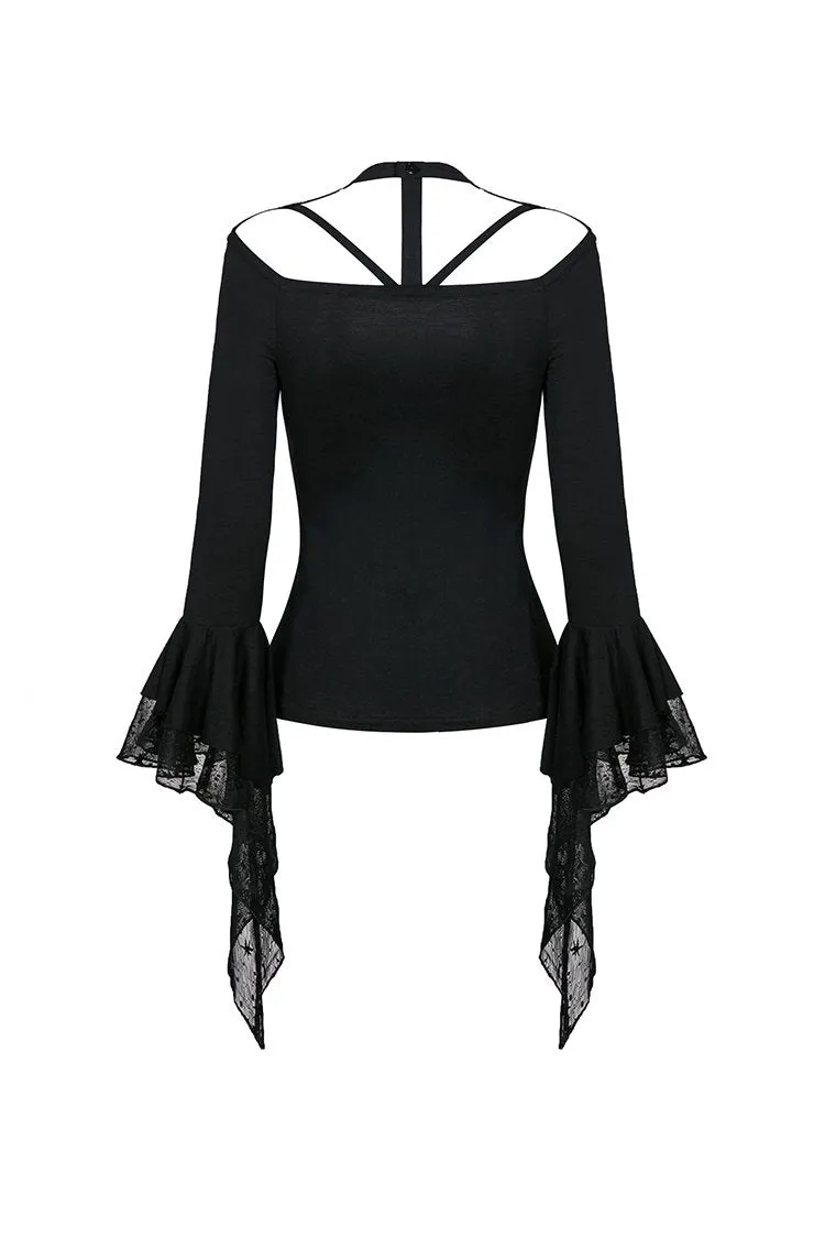 Gothic punk T-shirt with hollow-out and star theme on top TW165