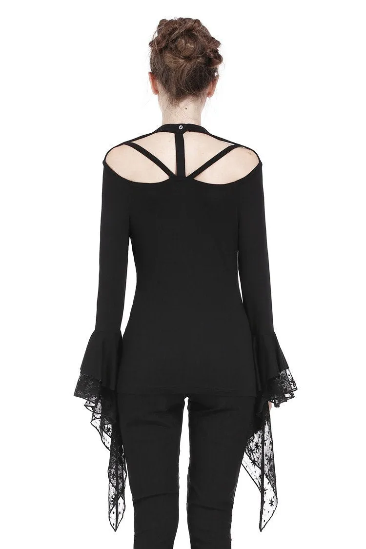 Gothic punk T-shirt with hollow-out and star theme on top TW165