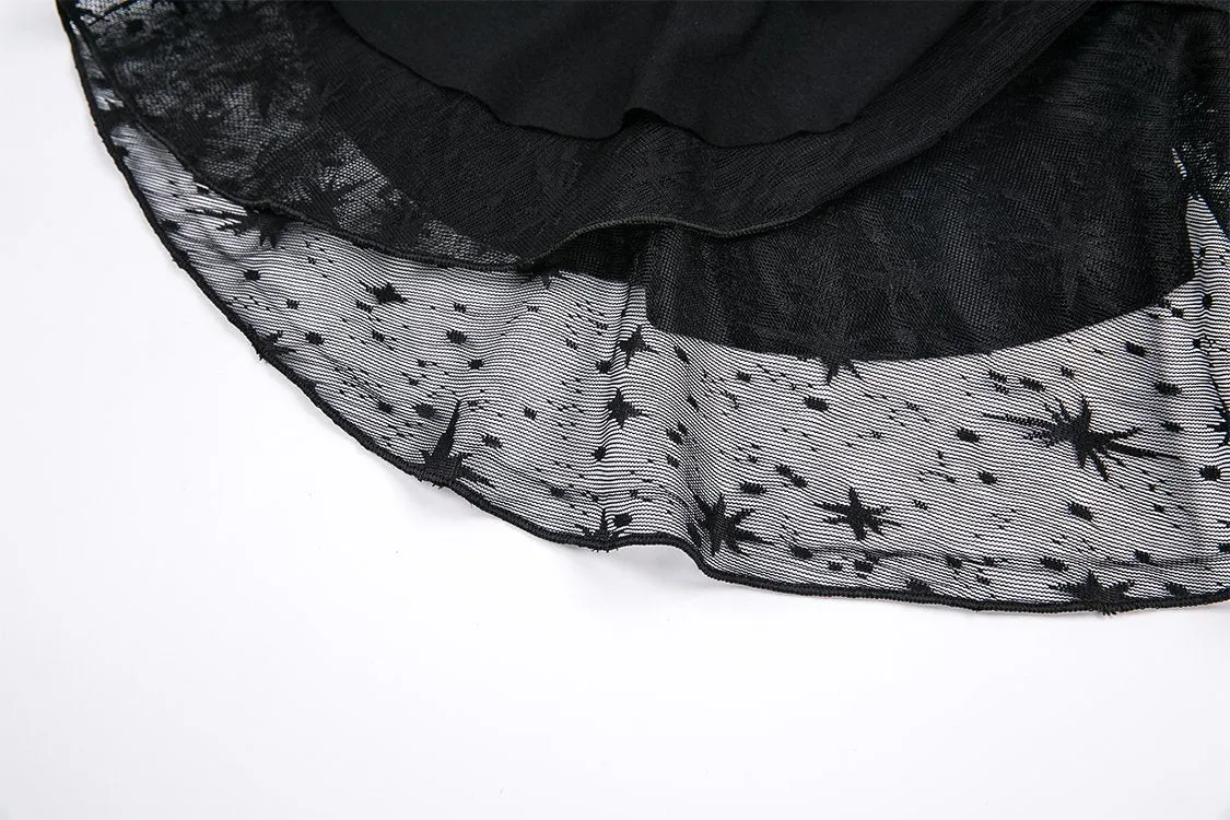 Gothic punk T-shirt with hollow-out and star theme on top TW165