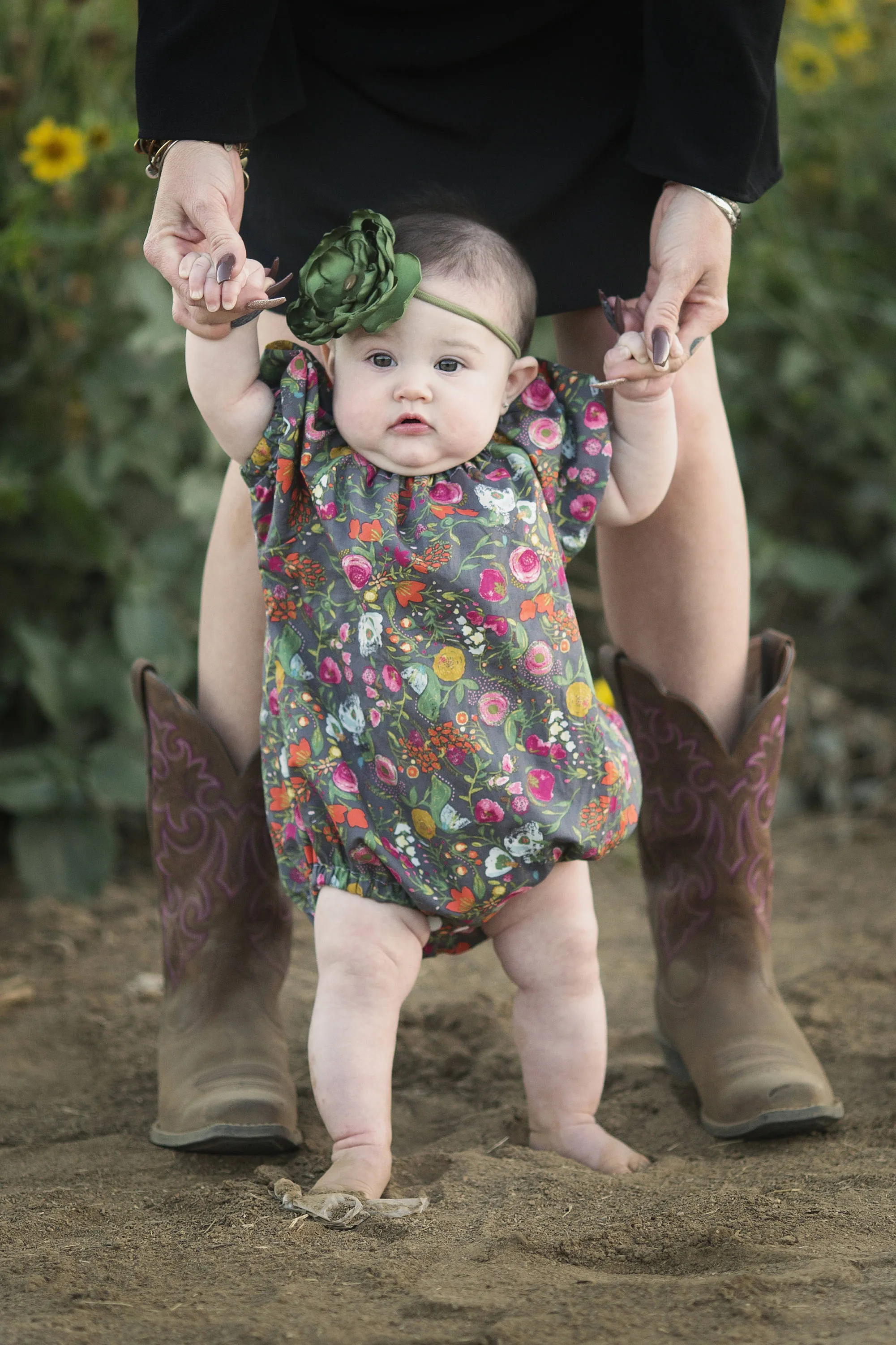 Grey Floral Bubble Romper