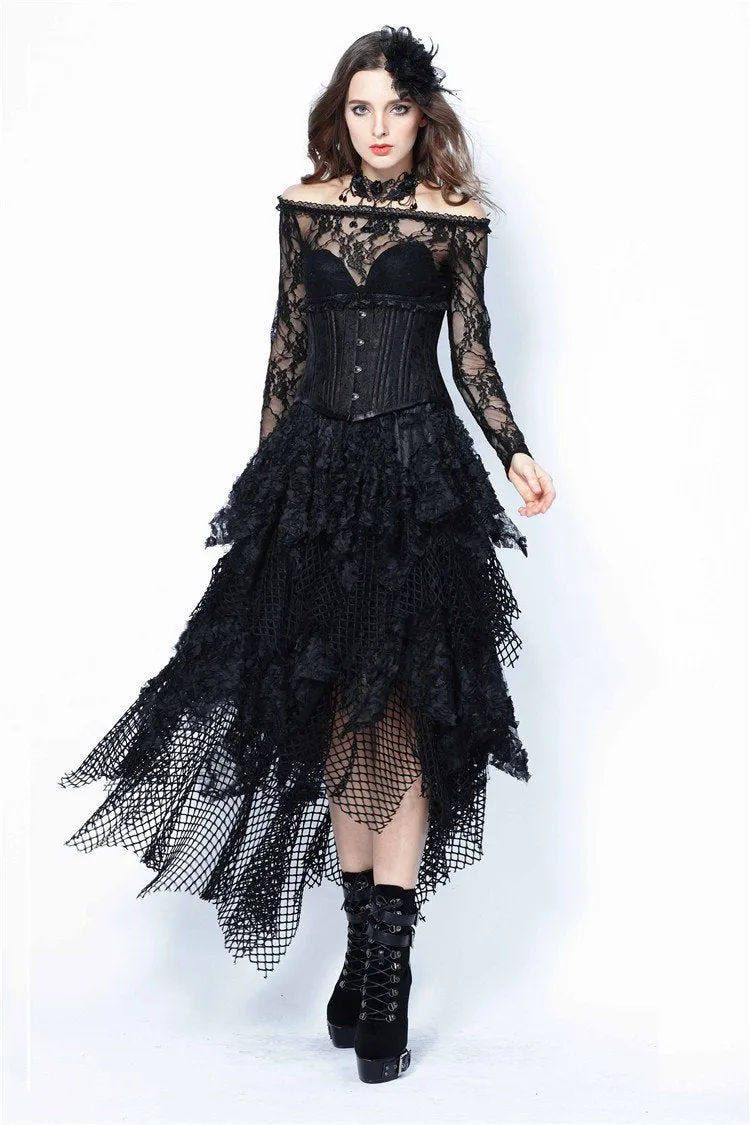 Halloween costumes Punk messy mesh and lace skirt KW106