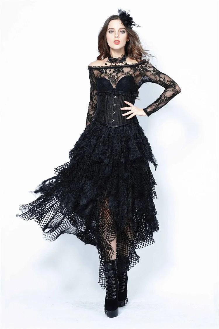 Halloween costumes Punk messy mesh and lace skirt KW106
