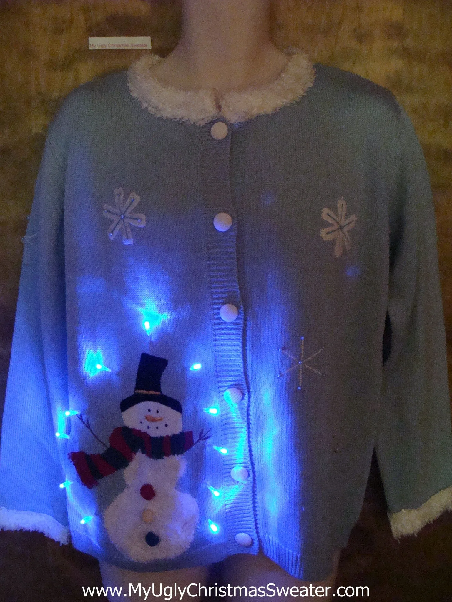 Happy Snowman Light Up Ugly Xmas Sweater