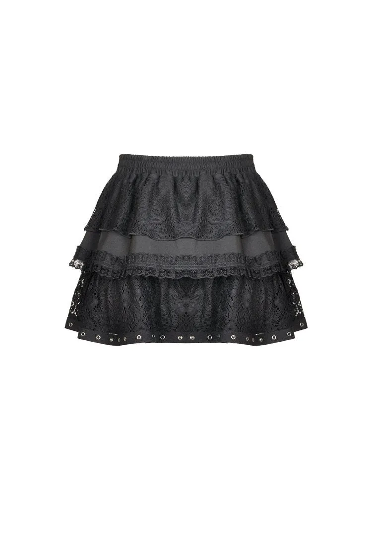 Harajuku punk subculture metal lace short skirt KW191