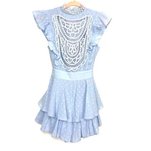 Indikah by Angel biba Blue Swiss Dot and Crochet Romper NWT- Size S