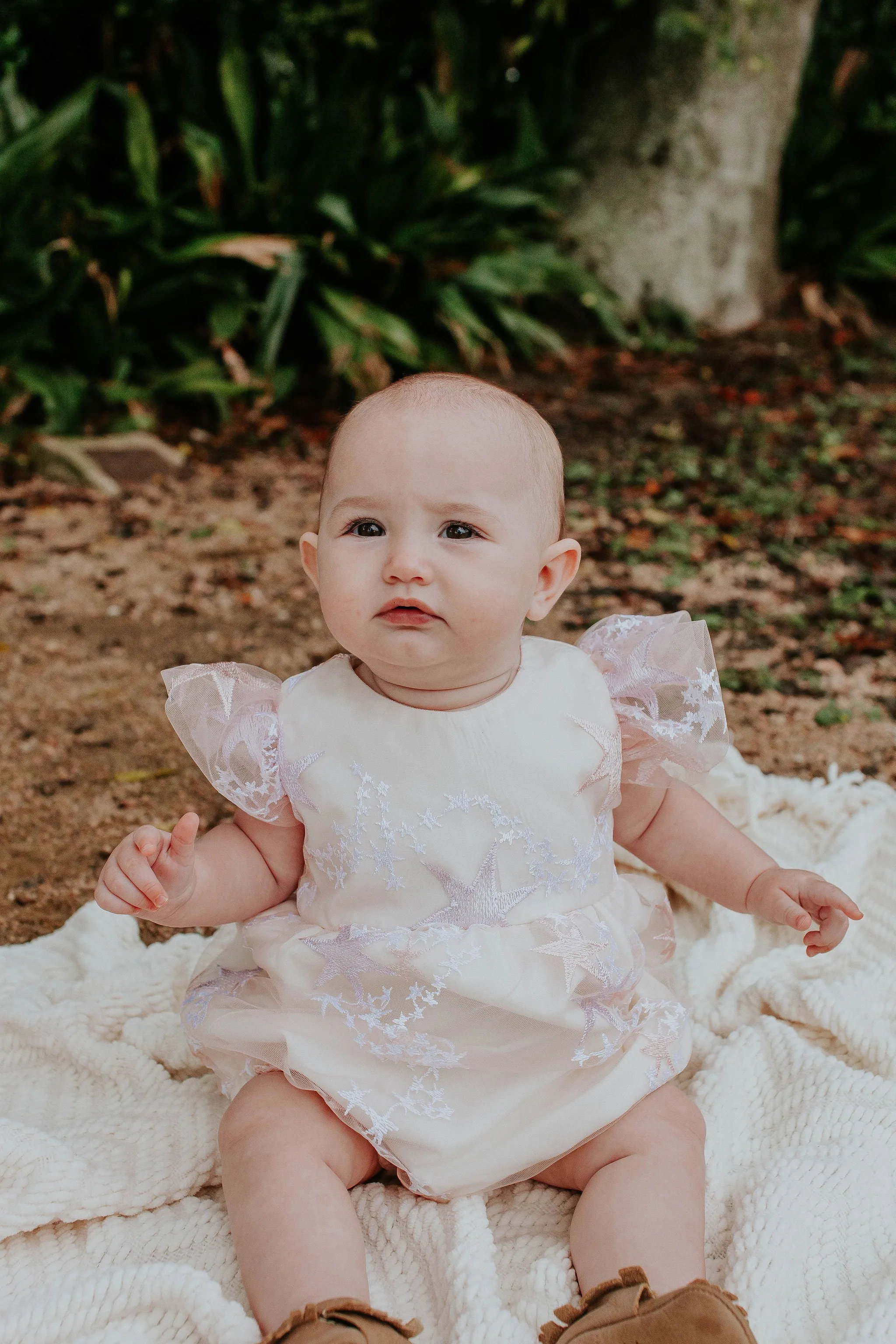 Infant Girl's Pink and Purple Star Tulle Bubble Romper