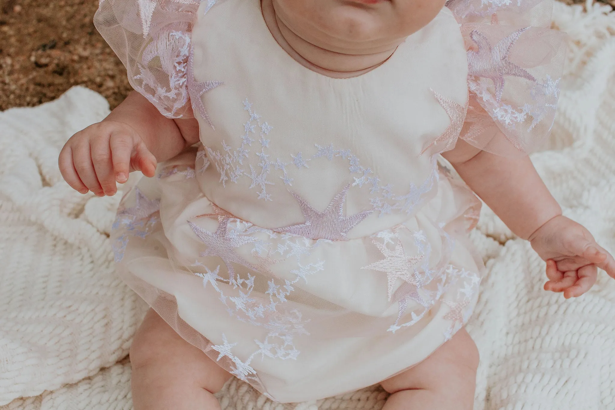 Infant Girl's Pink and Purple Star Tulle Bubble Romper