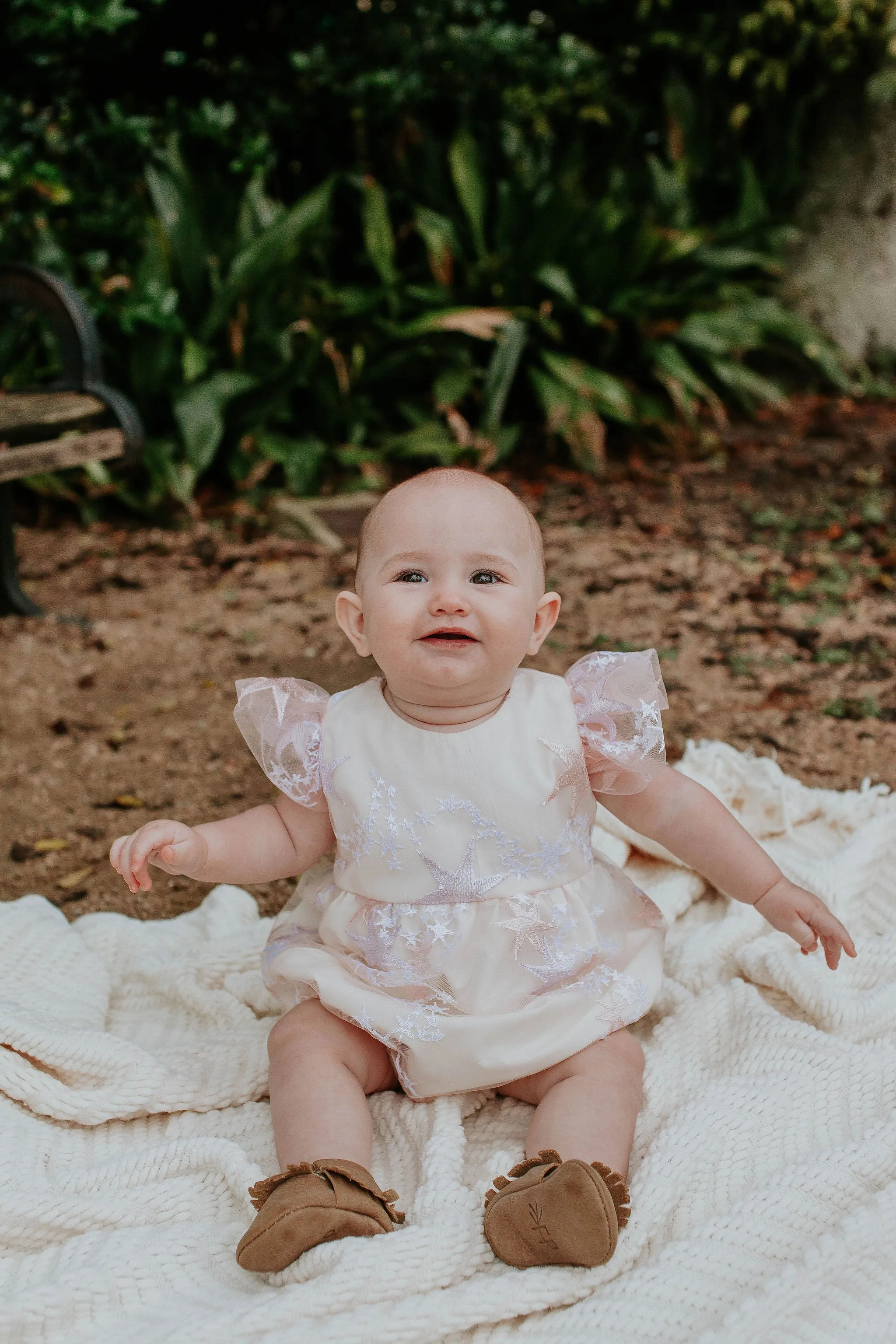 Infant Girl's Pink and Purple Star Tulle Bubble Romper