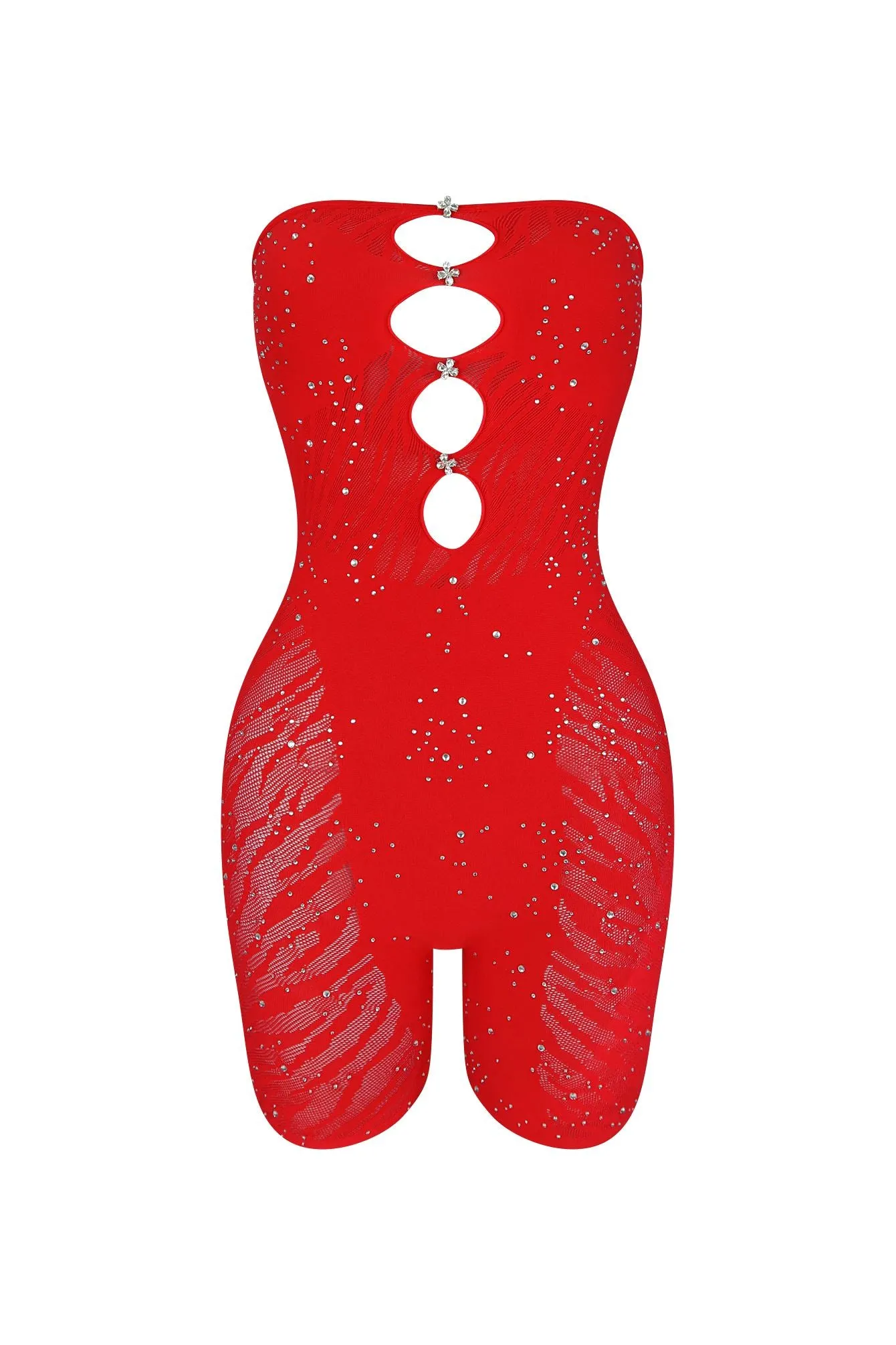 Iyla Hallow Out Tube Rhinestone Romper