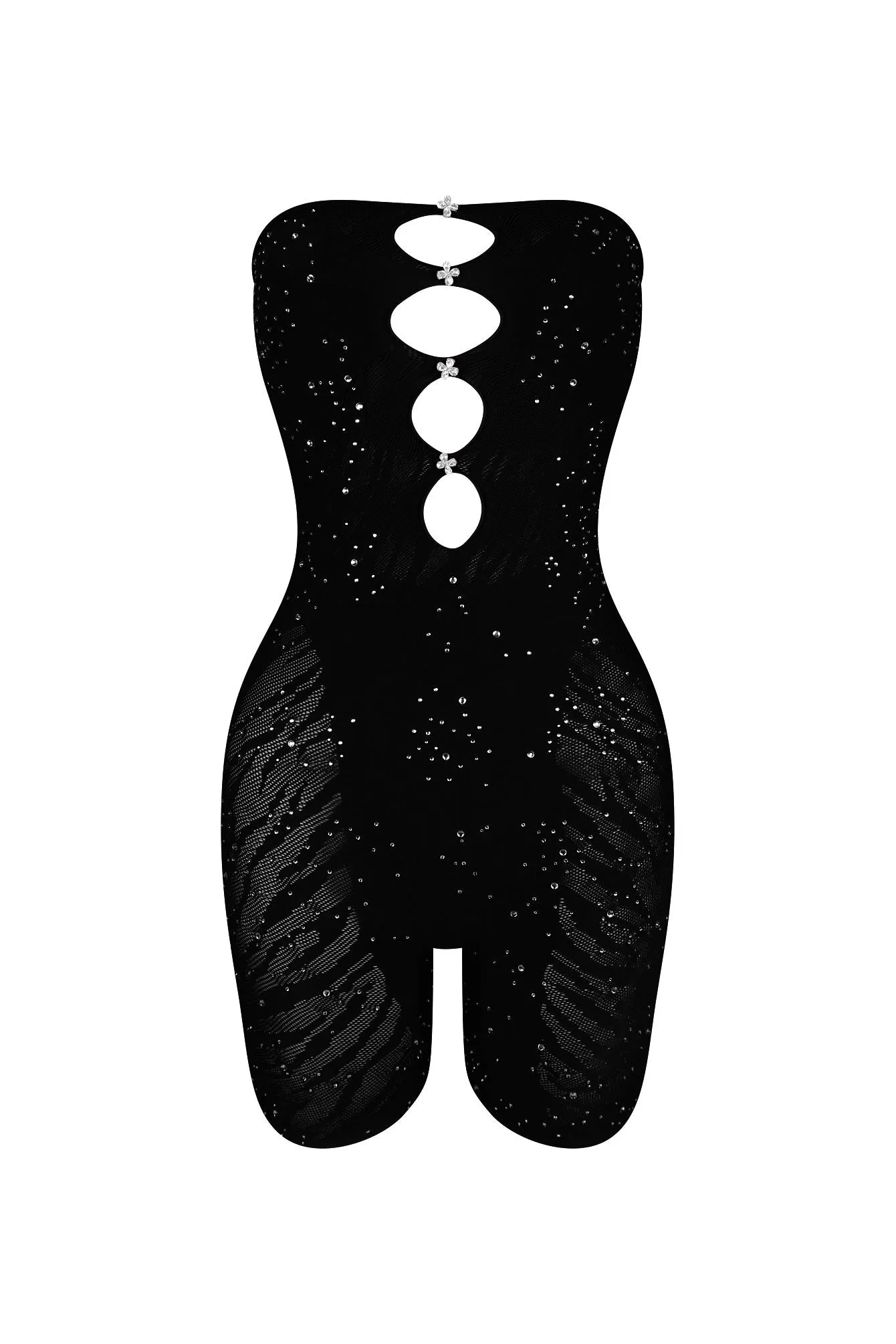 Iyla Hallow Out Tube Rhinestone Romper