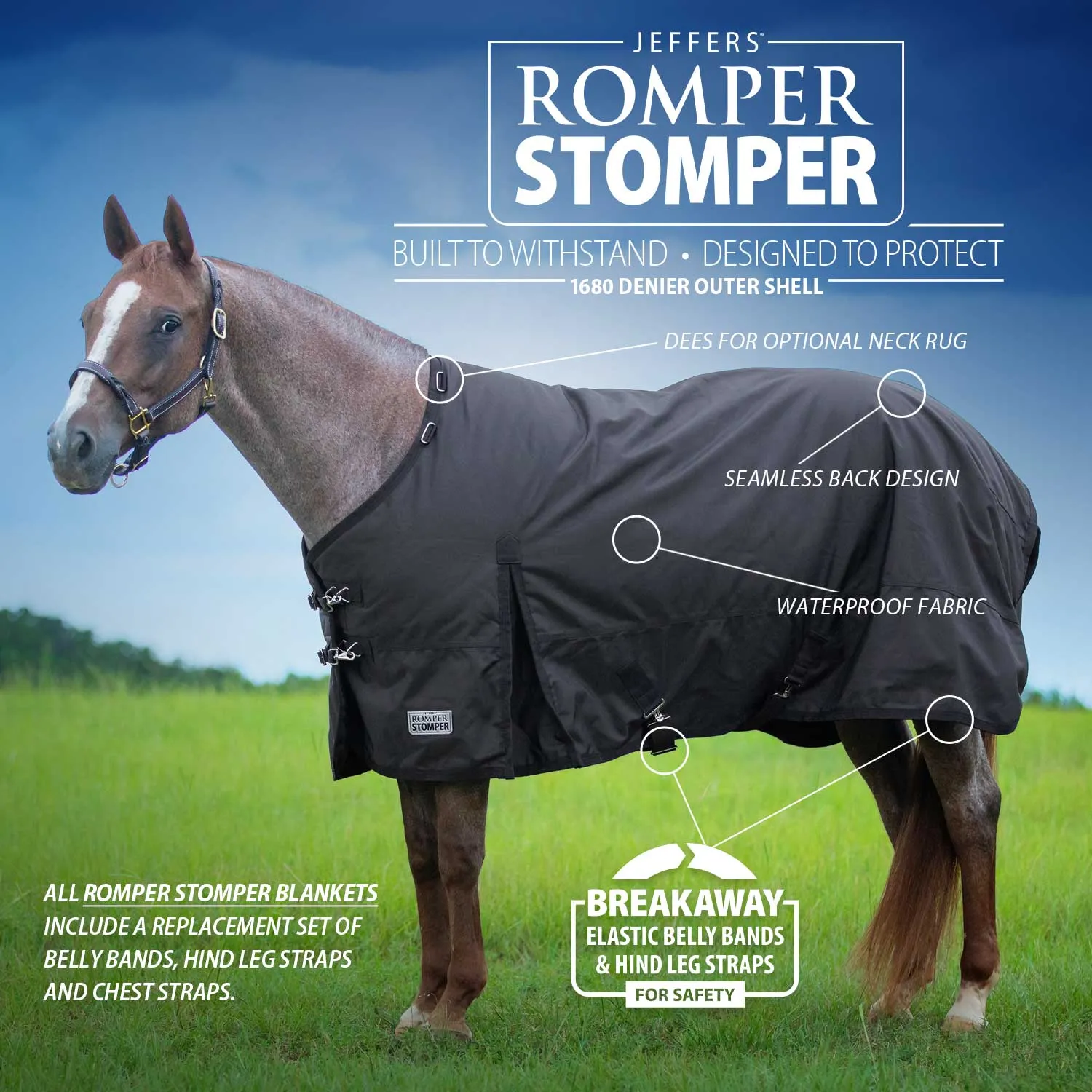 Jeffers Romper Stomper Turnout Sheet, 1680D