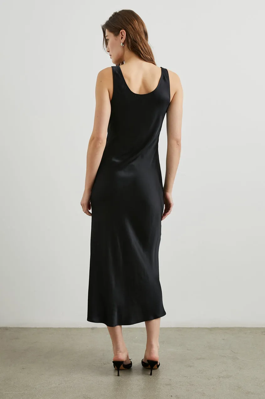 Kailani Dress - Black Satin