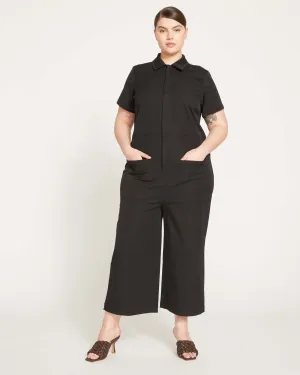 Kate Stretch Cotton Twill Jumpsuit | Black