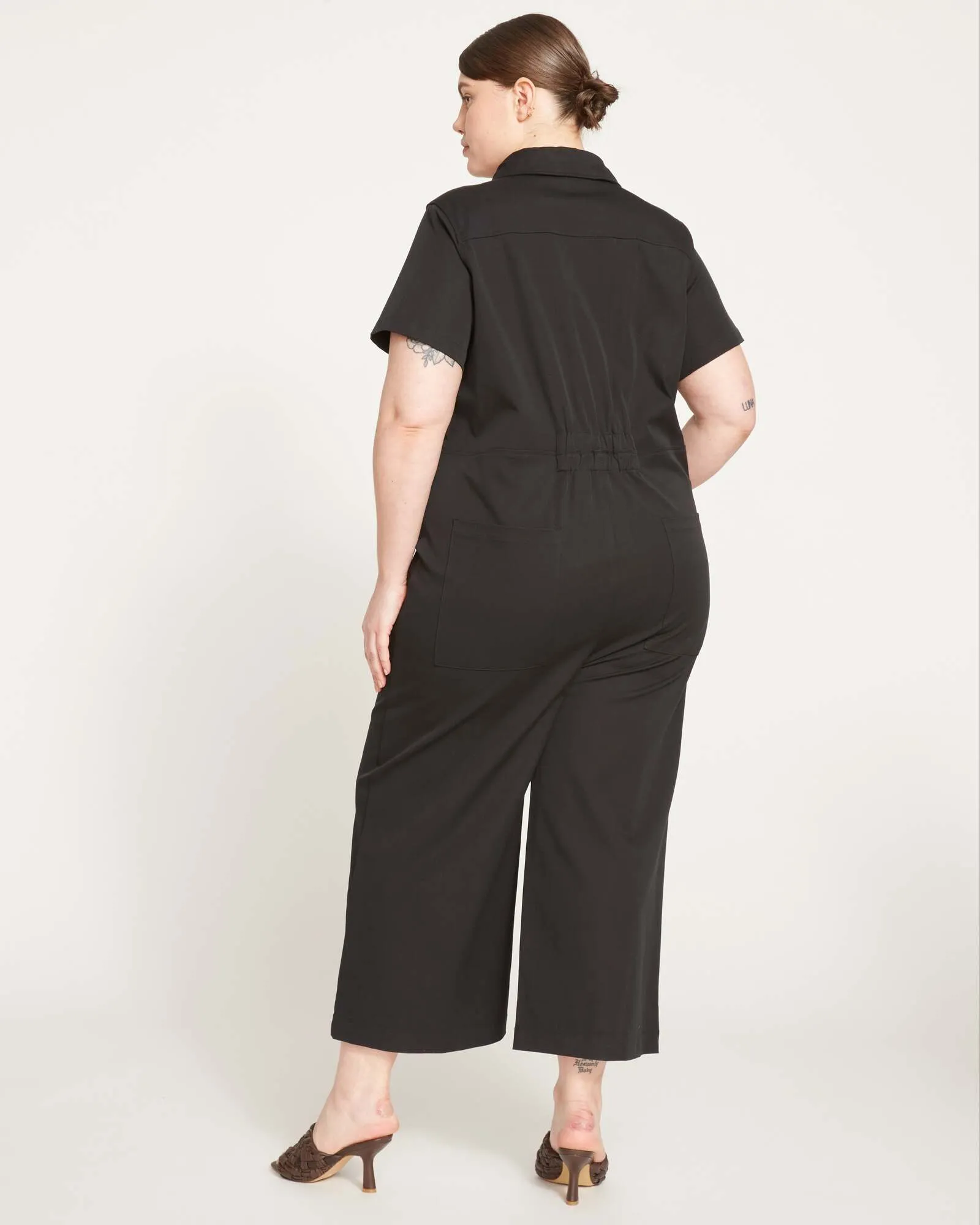 Kate Stretch Cotton Twill Jumpsuit | Black