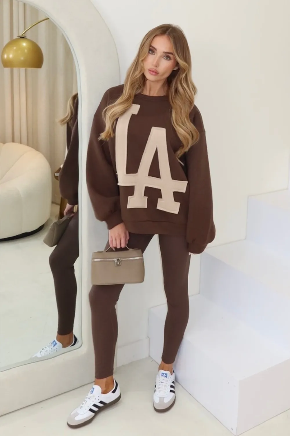 LA chocolate and beige sweater