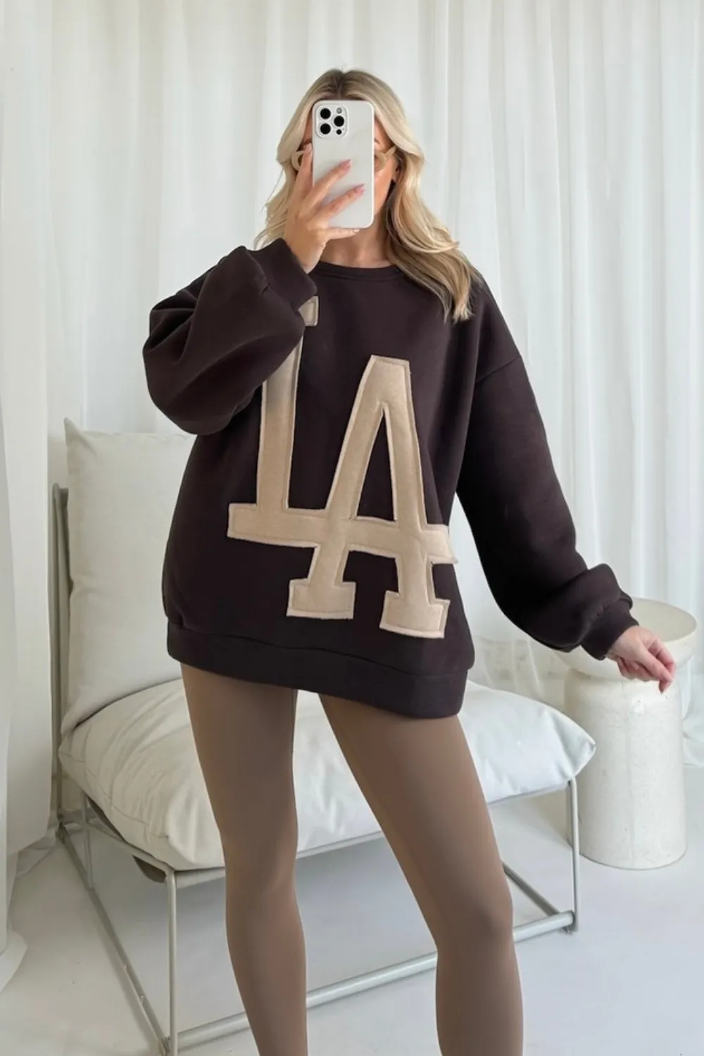 LA chocolate and beige sweater