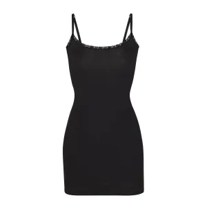 LACE POINTELLE SLIP DRESS | ONYX