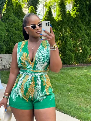 LIME BLOSSOM TWIST ROMPER