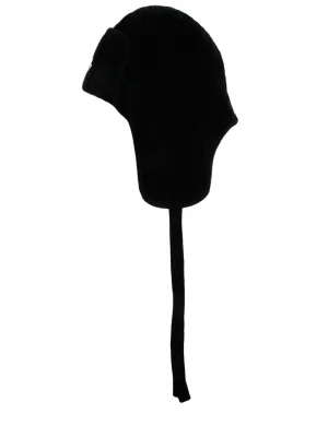 Logo-patch wool beanie