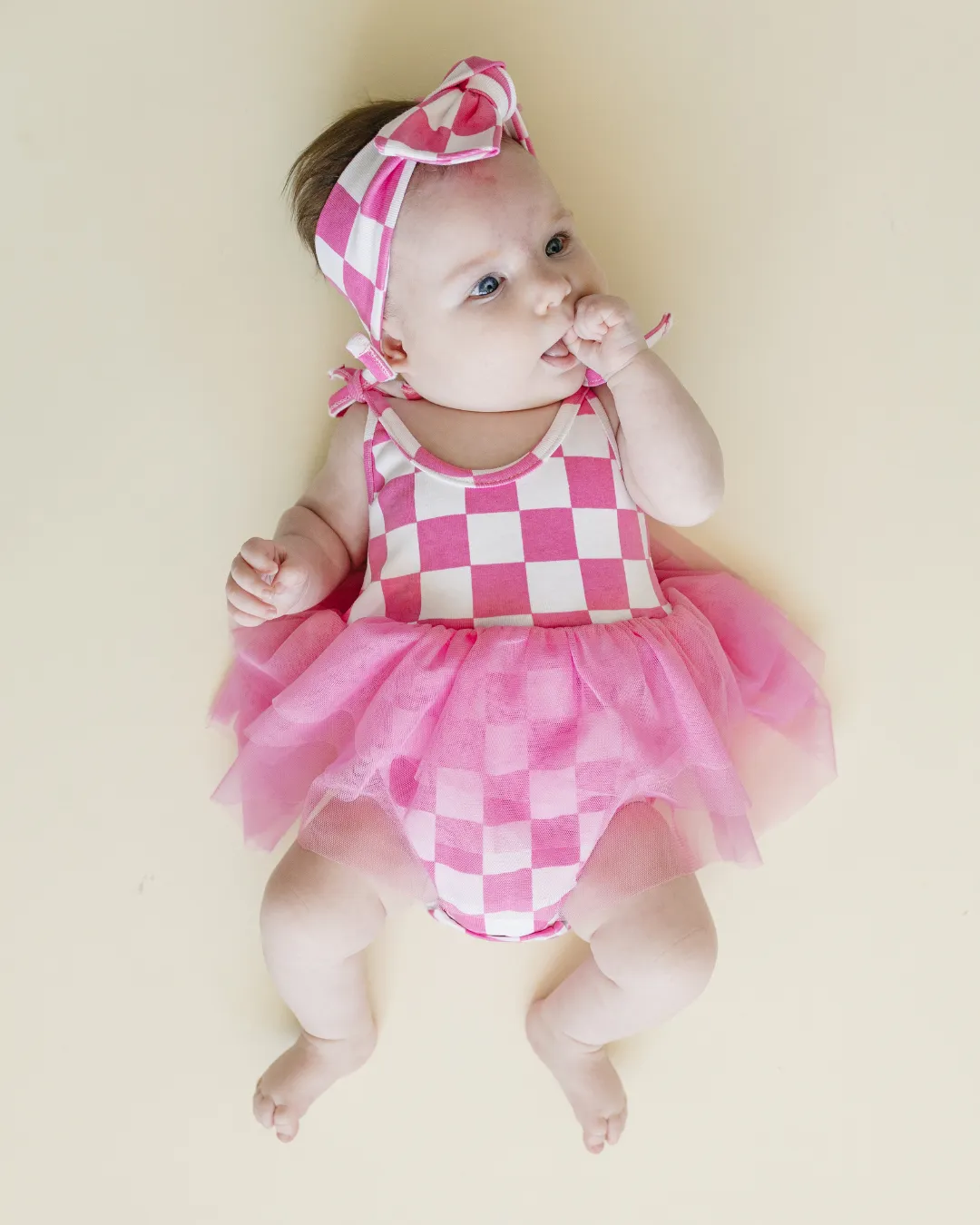 LPK Tutu Romper - Checkered Bubble Gum