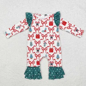 LR1285 baby girl clothes bow gift girl christmas winter romper