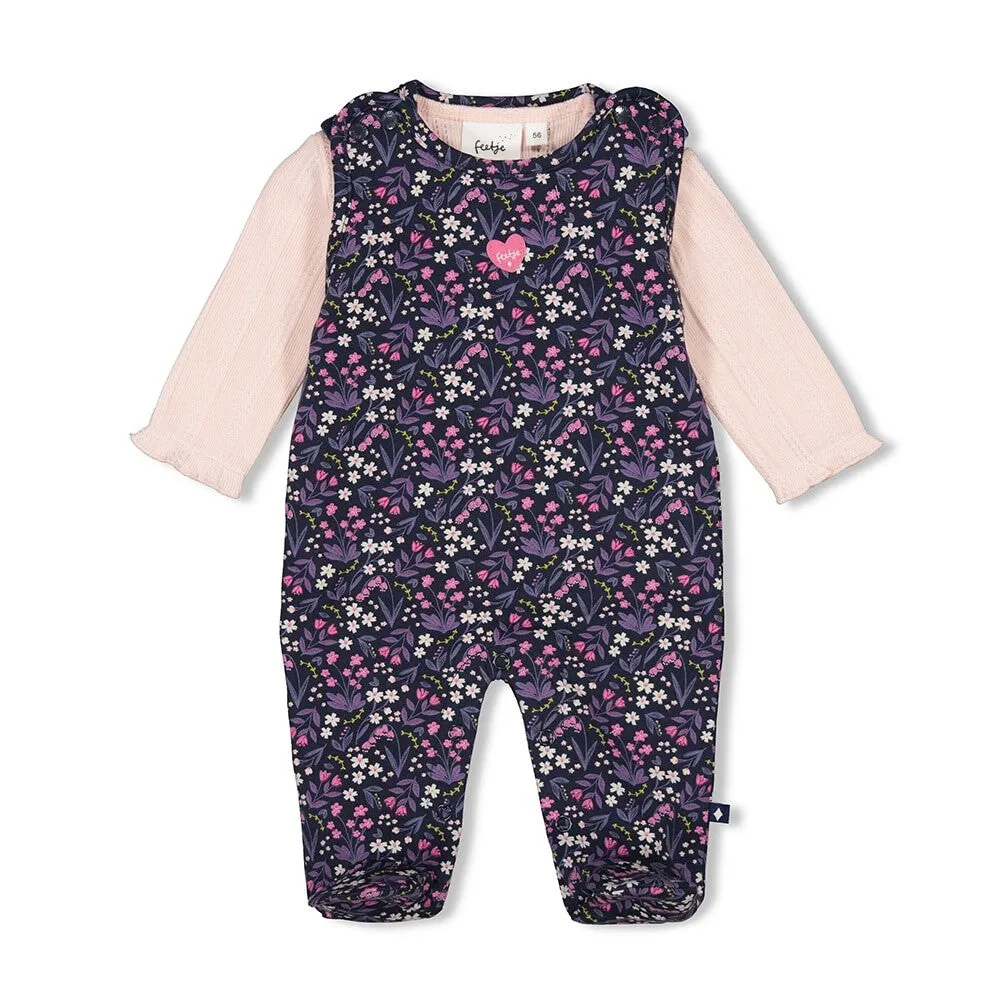 MIDNIGHT FLOWERS	2-Piece Allover Print Footed  Romper