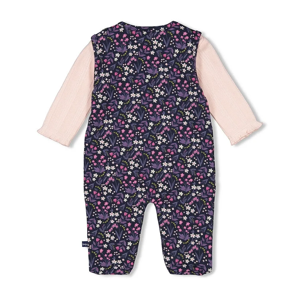 MIDNIGHT FLOWERS	2-Piece Allover Print Footed  Romper