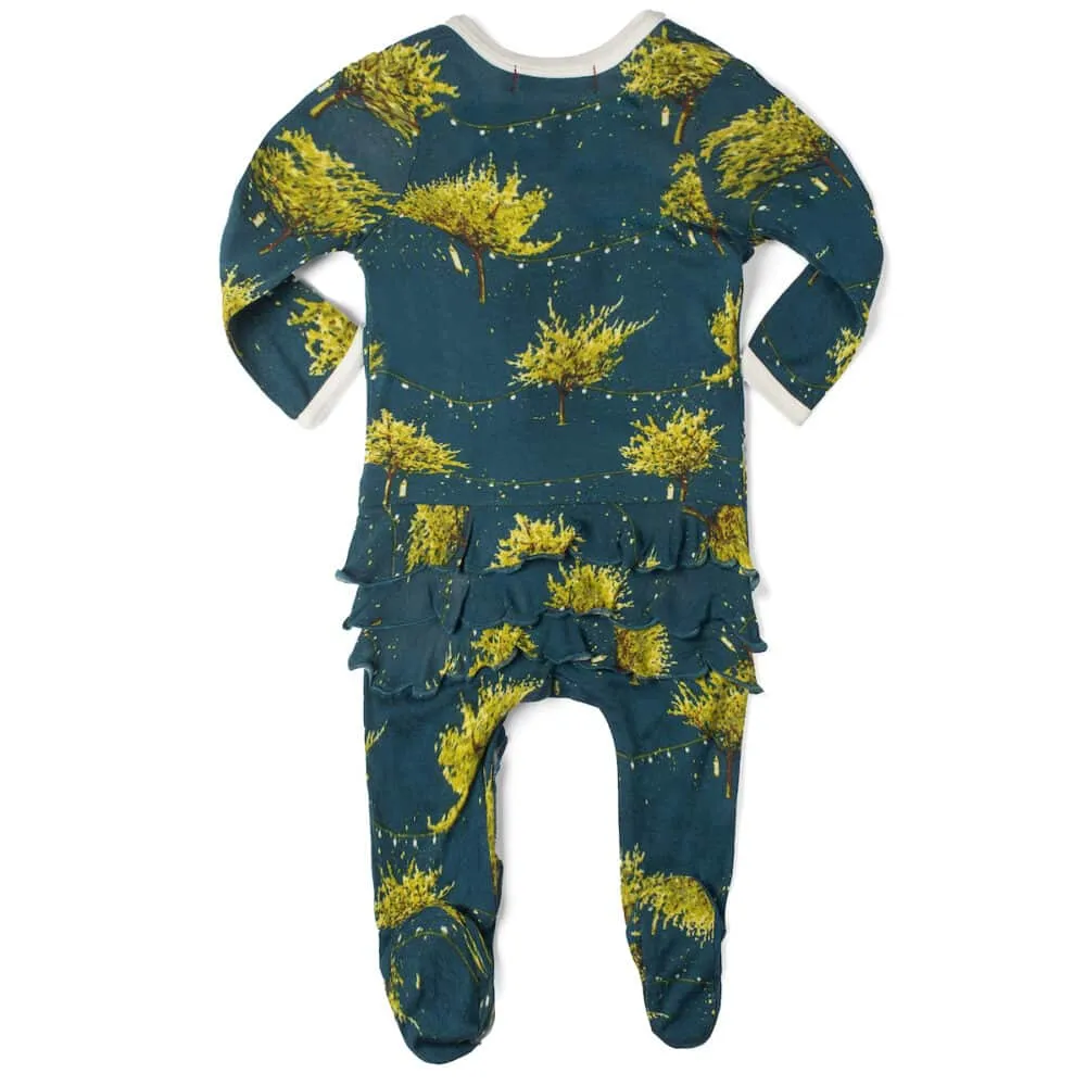 MilkBarn Kids Bamboo Ruffle Zipper Footed Romper | Firefly