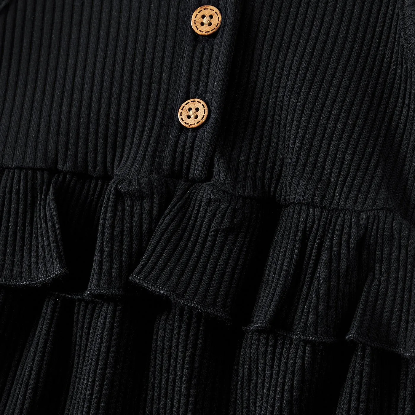 Mommy and Me Black Cotton Ribbed Halter Bodycon Dresses