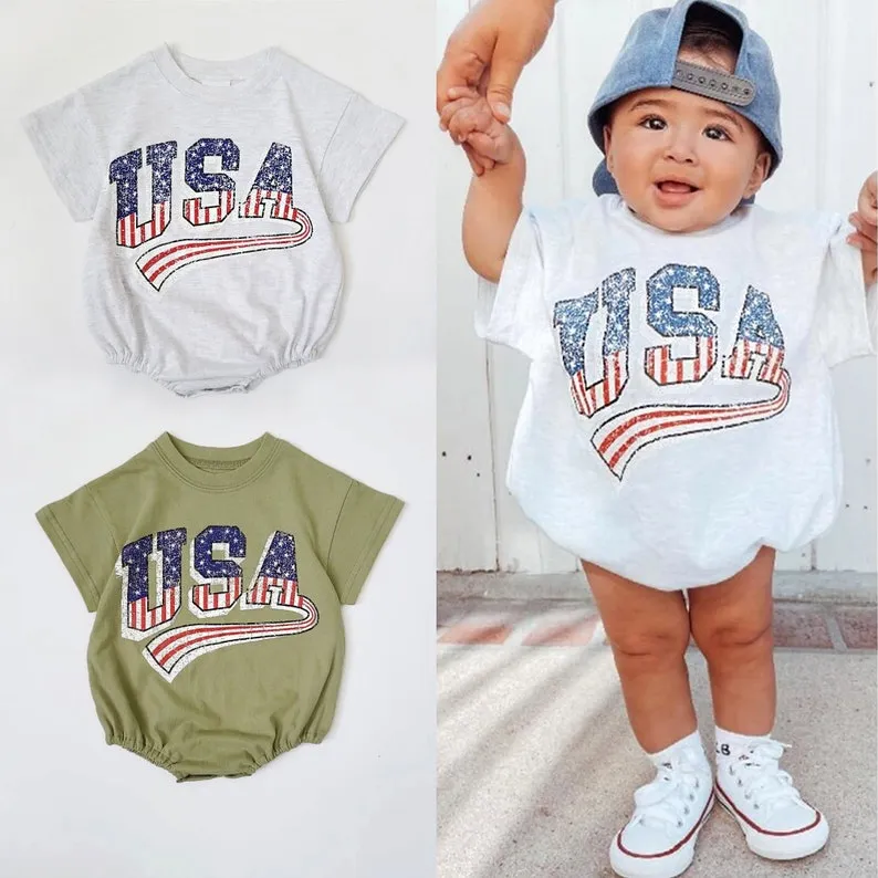 My First Independence Day Romper for Baby Boys and Girls, Oversized Jumpsuit for Newborn and Toddler