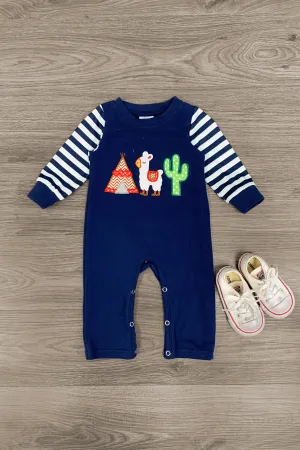 Navy Blue Desert Llama Romper