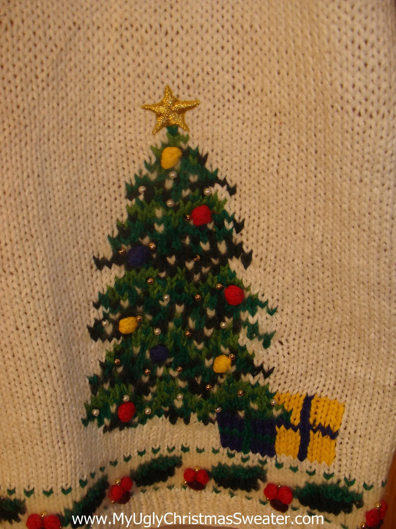 Need to Buy Christmas Sweaters? Light Up Sweater Candy Cane Trim