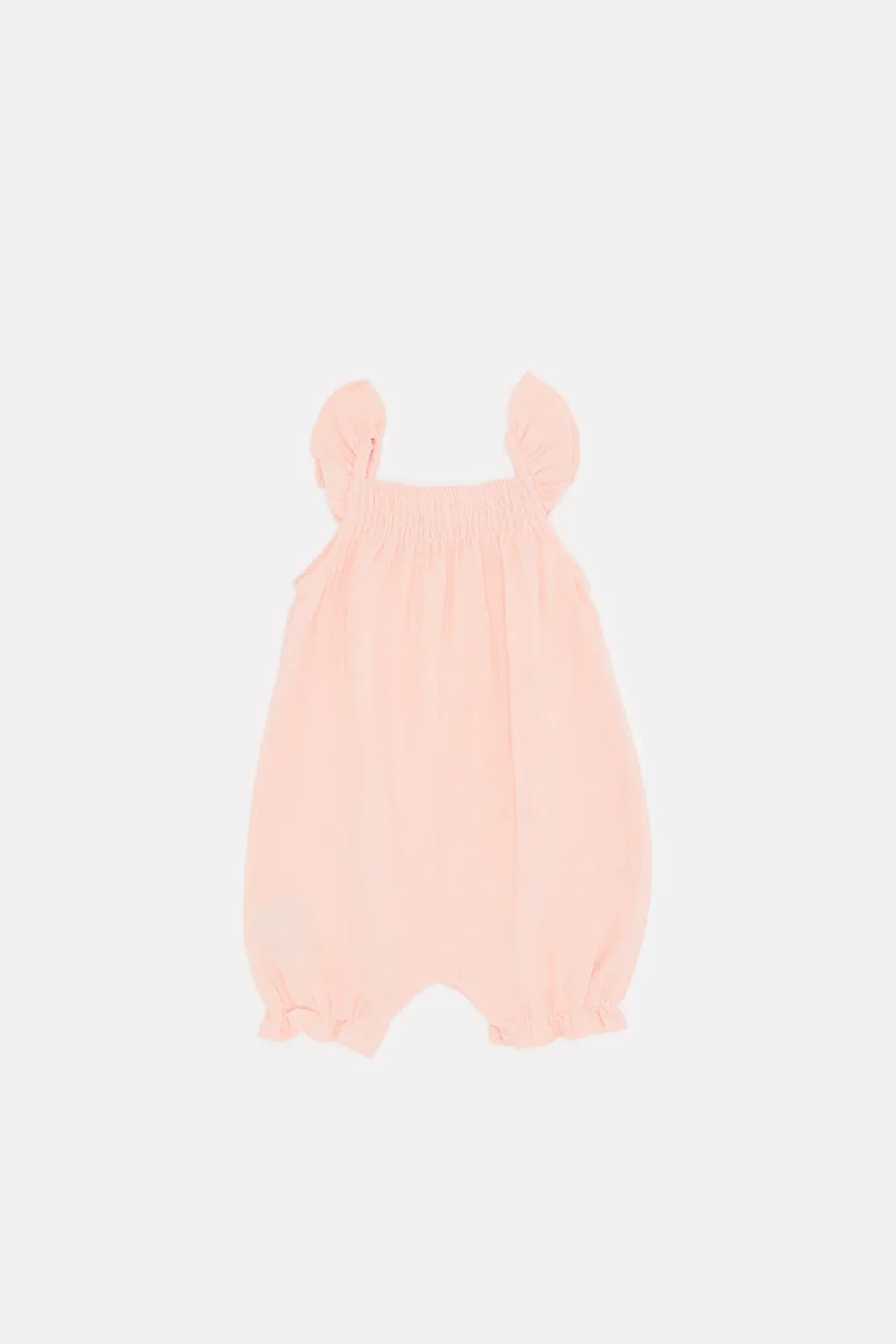 New Born Peach Frill Romper Set (2 Piece)