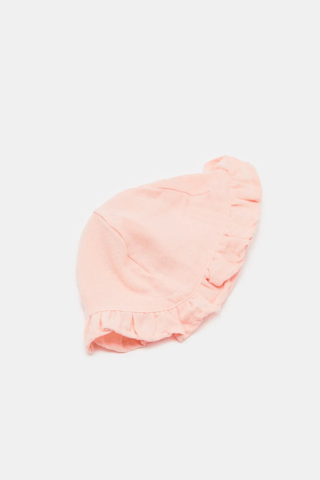 New Born Peach Frill Romper Set (2 Piece)