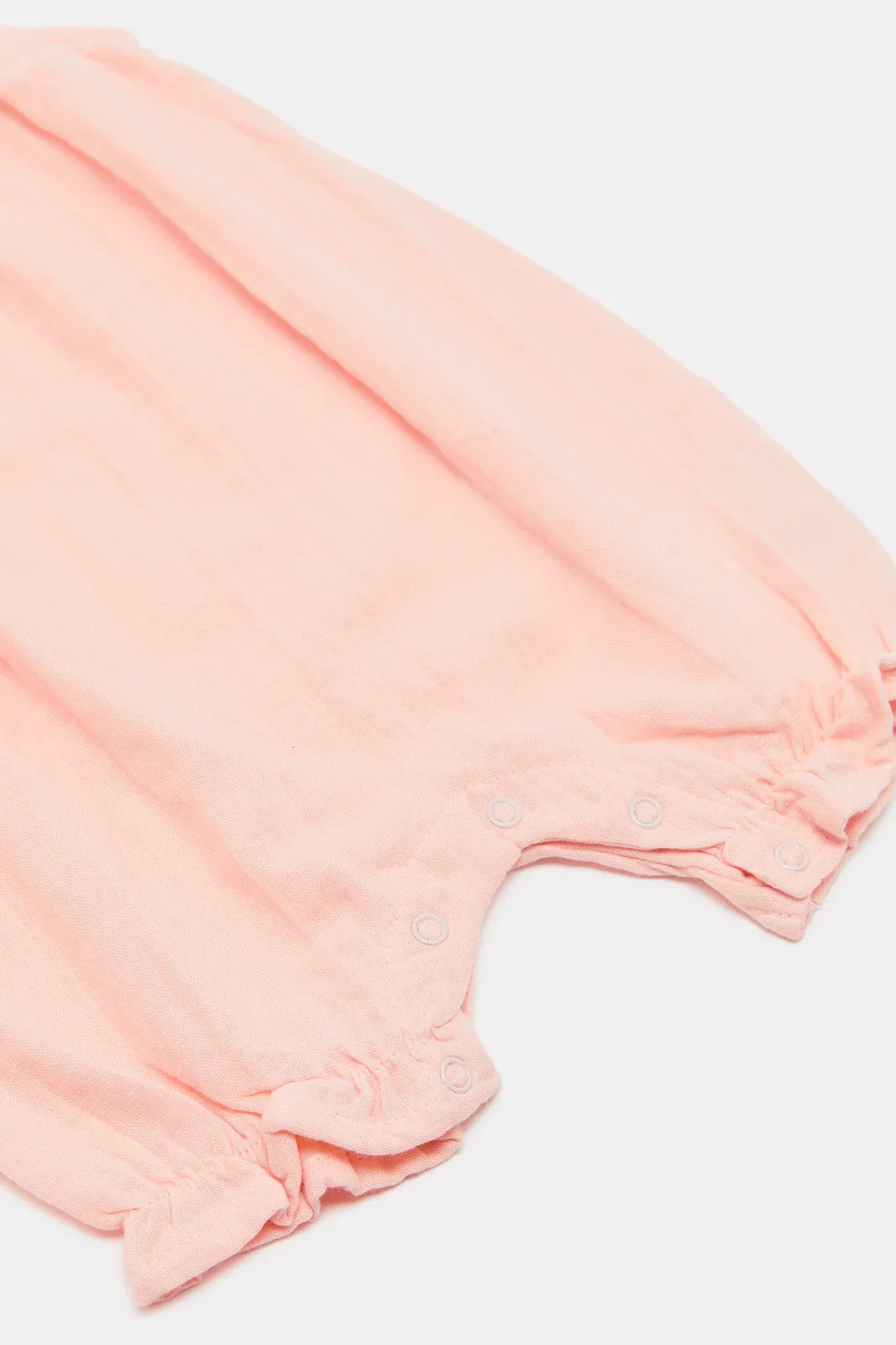 New Born Peach Frill Romper Set (2 Piece)
